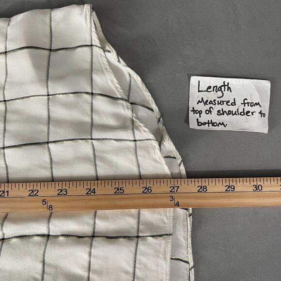 Michael Kors Shirt Size XL Ivory Windowpane Plaid White Metallic Gold Popover - Picture 10 of 10